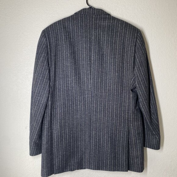 S. Cohen Prestige Cashmere Wool Blend Varsity Blazer Jacket 44 Tall Gray Pinstri - Picture 6 of 16